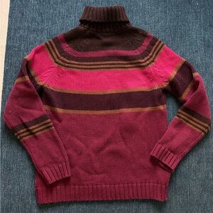 Lands' End Burgundy and Brown Turtleneck Sweater